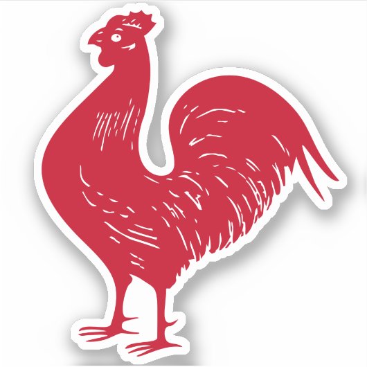 rode haan aangepaste kleur sticker (Voorkant)