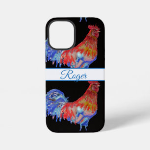 Rode Haan Blauwe Aquarel Mannen Naam Telefoon iPhone 12 Mini Hoesje
