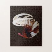 Rode haan met witte staartveren legpuzzel (Verticaal)