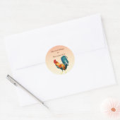 Rode Haan Vogel Dier Boekplaat Ronde Sticker (Envelop)