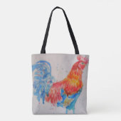 Rode Haan Waterverf Schilderen Vaderdag Papa Draagtas (Achterkant)