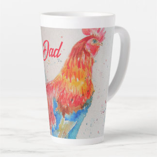 Rode Haan Waterverf Schilderen Vaderdag Papa Latte Mok
