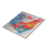 Rode Haan Waterverf Schilderen Vaderdag Papa Tegeltje (Zijkant)