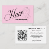 Rode Haarstylist QR Code Visitekaartje (Voorkant / Achterkant)