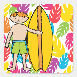 Rode Haired Surfer Boy Stickers