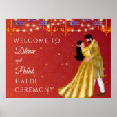 Rode Haldi paraplu paar welkomstbord Poster (Voorkant)