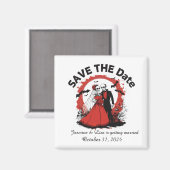 Rode Halloween bruiloft Save the Date Magnet Magneet (Voorkant / Achterkant)