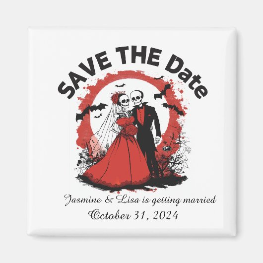Rode Halloween bruiloft Save the Date Magnet Magneet (Voorkant)