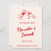  rode hand geschreven eigenzinnige foto bruiloft save the date (Achterkant)