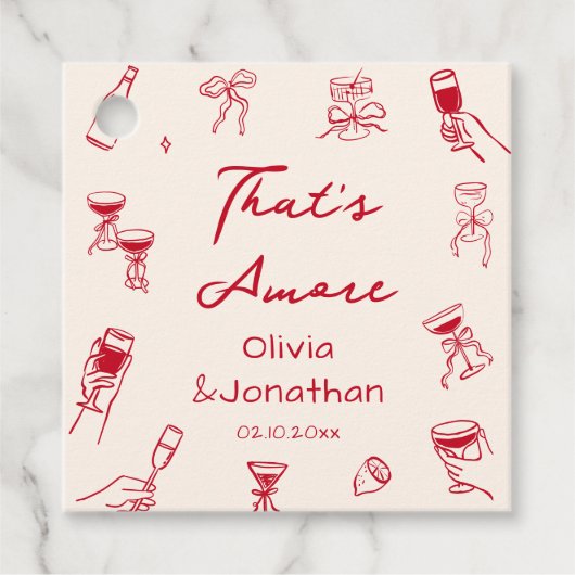 Rode Hand getrokken dat een feestje Bedankjes Labels (Voorkant)