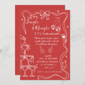 Rode Hand getrokken feestelijke vriendjes kerstfee Kaart (Voorkant / Achterkant)