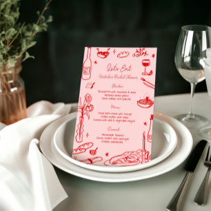 Rode Hand getrokken grillige bruiloft menu