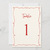 Rode Hand Getrokken Lijst Tafelnummer (Voorkant)