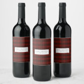 Rode hand getrokken Tartan geruite Kerstmis Wijn Etiket (Flessen)