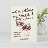 Rode hand tekenen bruiloft grillig kaart (Staand voorkant)