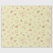 Rode handgetekende harten Valentijn Cadeaupapier (Vlak)