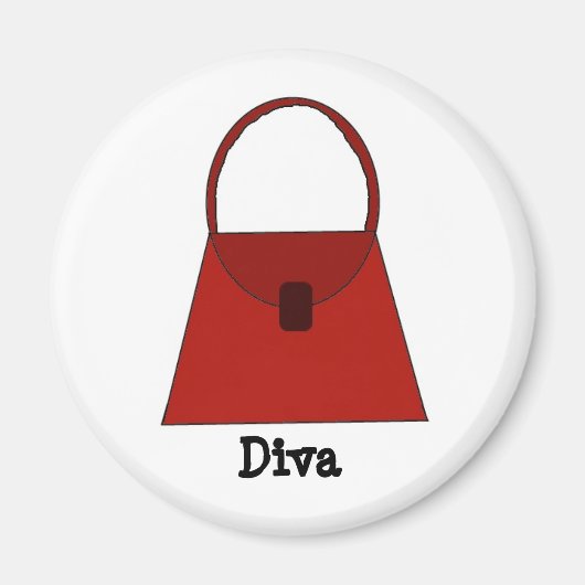 Rode Handtas - Diva Magneet (Voorkant)