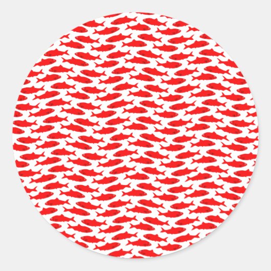 Rode haring behang (Transparante achtergrond) Ronde Sticker (Voorkant)