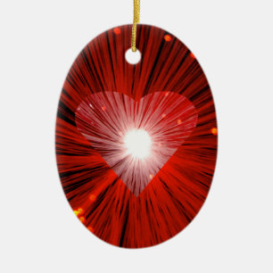 Rode haringornament oval keramisch ornament
