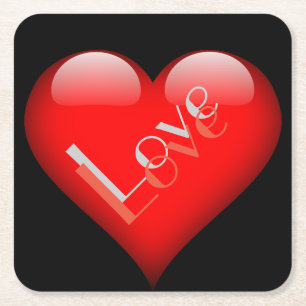 Rode Hart Aantrekkelijke Parijse Liefde Bruiloft Vierkante Kartonnen Onderzetter