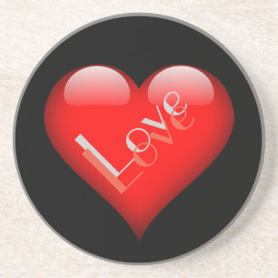 Rode Hart Aantrekkelijke Parijse Liefde Bruiloft Zandsteen Onderzetter