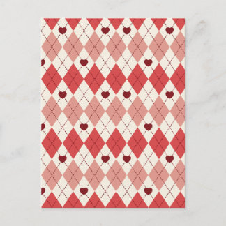 Rode Hart Argyle Naadloos Patroon Schattige Romant Briefkaart