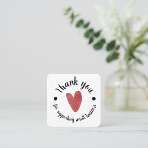 Rode Hart Bedankt Kaart voor Kleine Zakelijke Best Vierkante Visitekaartje