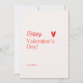 Rode Hart Beige Typografische Valentijnsdag Kaart (Voorkant)