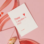 Rode Hart Beige Typografische Valentijnsdag Kaart
