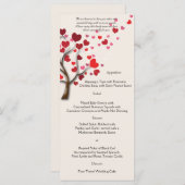 Rode Hart Boom op Ivoor Bruiloft Menu (Voorkant / Achterkant)