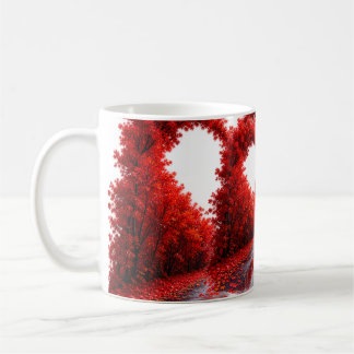 Rode Hart Bospad – Herfst Liefde Natuur Design Koffiemok