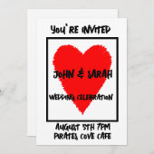 RODE HART BRUILOFT UITNODIGINGEN OP MAAT (Voorkant / Achterkant)