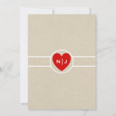 Rode Hart Bruin Kraft Valentijn Modern Wedding Kaart (Achterkant)