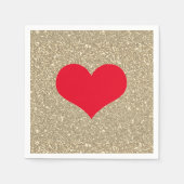 Rode Hart Cute Valentijnsdag Rustieke Gouden Glitt Servet (Voorkant)