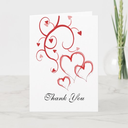 Rode Hart Draaikolommen Bedankbriefjes Bedankkaart (Voorkant)