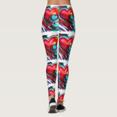 Rode Hart en Chrome Stethoscoop Gezondheidszorg Leggings (Achterkant)