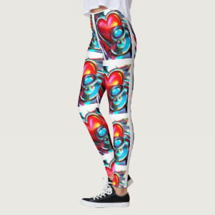 Rode Hart en Chrome Stethoscoop Gezondheidszorg Leggings