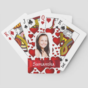 Rode hart foto sjabloon pokerkaarten