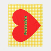 Rode Hart Geel Gingham Valentijnsdag Gift Fleece Deken (Voorkant)