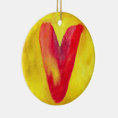 Rode hart Gele achtergrond Ornament (Rechts)