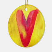Rode hart Gele achtergrond Ornament (Links)