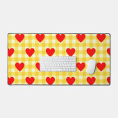 Rode Hart Gele Gingham Valentijnsdag Bureaumat (Keyboard & Muis)