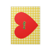 Rode Hart Gele Gingham Valentijnsdag Notitieblok (Gedraaid)