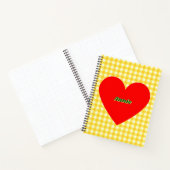 Rode Hart Gele Gingham Valentijnsdag Notitieboek (Binnen)