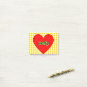 Rode Hart Gele Gingham Valentijnsdag Post-it® Notes (Op bureau)
