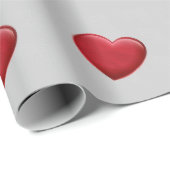 Rode Hart Grijs Trendy Liefde Bruiloft Cadeaupapier (Rol Hoek)