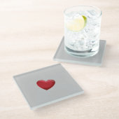 Rode Hart Grijs Trendy Liefde Bruiloft Glazen Onderzetter (Schuin)