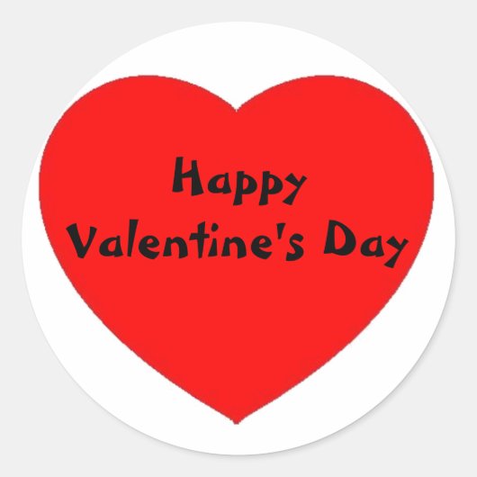Rode Hart "Happy Valentine's Day" sticker / label (Voorkant)