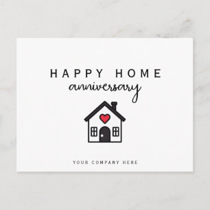 Rode Hart Huis Thuisjubileum Briefkaart