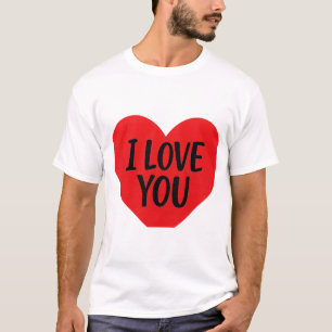 Rode Hart “IK HOU VAN JE” – Romantisch Minimalisti T-shirt